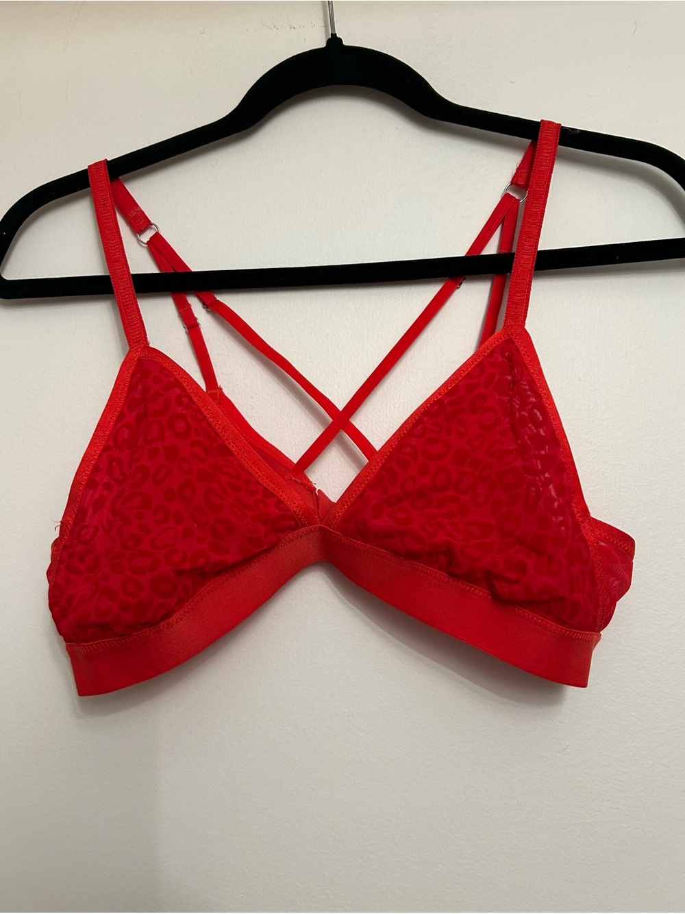 aerie Red Leopard-Print Strappy Bralette